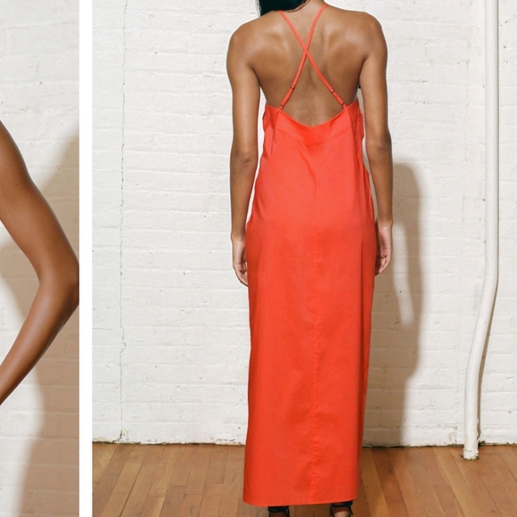 SOLD MARA HOFFMAN Lolita Tie-Front Organic Cotton Midi Dress in Orange NWT - Picture 5 of 16